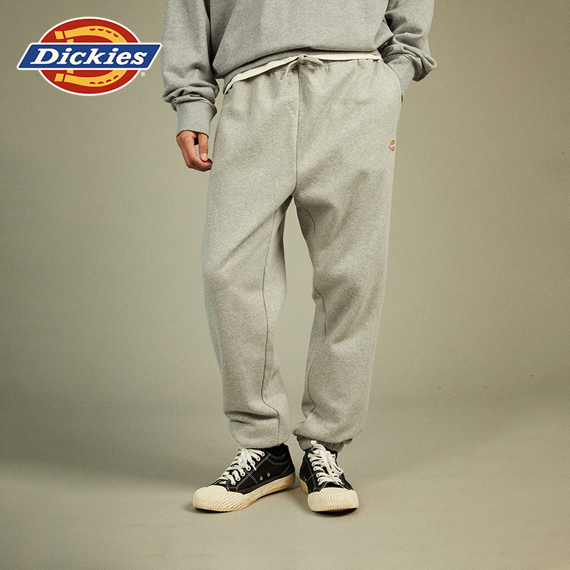 Dickies秋冬 小logo休闲松紧加绒束脚卫裤运动裤 男女情侣同款