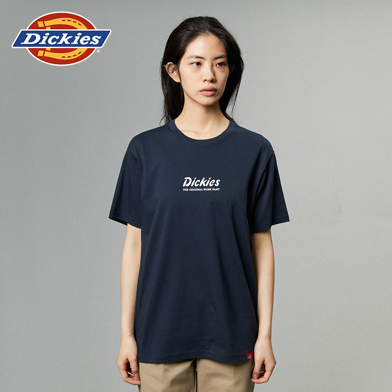 Dickies24春夏新品 后背大印花舒适内搭圆领短袖T恤 男女情侣 - 图1