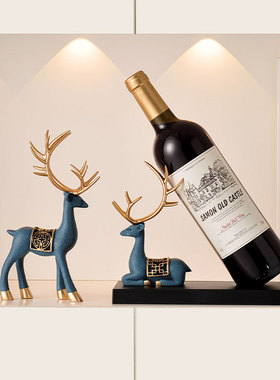 树脂中式新中式麋鹿红装饰摆件