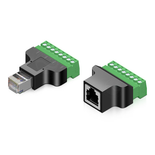 浮太网络免焊接头子RJ45网络直通头8P8C网络直通rj45转8PIN端子网络电话RJ11公头免焊网络延长转接头电话免焊 - 图0