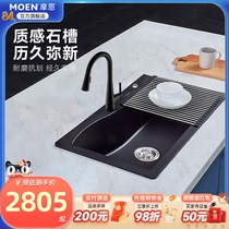 (Add to surprise) Morne Kitchen Black Sink Granite Rock Trough Large Single Trough Bar for Home Sink Wash
