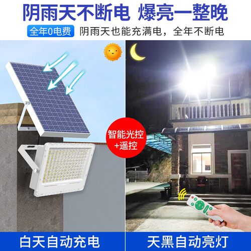 新款太阳能户外庭院灯一拖二1000W超亮大功率家用室内照明路灯 - 图2