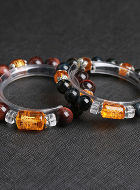 虎眼石三面大黑天财神手串本命年