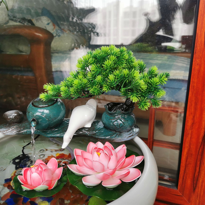 仿真迎客松树盆景室内桌面摆设假花植物小盆栽客厅绿植装饰品摆件 - 图0