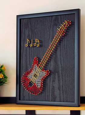 吉它音乐礼品 钉子绕线画diy材料包 团建手作 手工装饰画 缠绕画