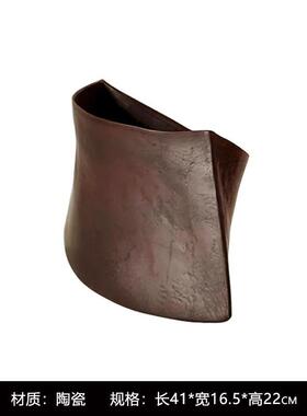 样板间桌面面铁锈红陶瓷花器摆件