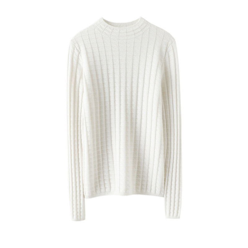 基础美翻！时尚菱格半高领羊绒衫女纯羊绒毛衣套头针织打底衫秋冬,淘宝优惠券,粉丝福利购,淘宝优惠卷