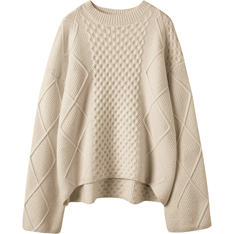 重工来袭！时尚始于颜值！喇叭廓袖绞花羊绒衫女圆领纯羊绒毛衣厚,淘宝优惠券,粉丝福利购,淘宝优惠卷