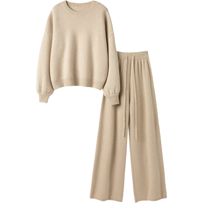 气质理想型！越穿越爱~灯笼袖加厚羊绒衫女毛衣阔腿裤羊绒套装女,淘宝优惠券,粉丝福利购,淘宝优惠卷