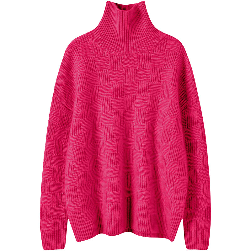 气质爆棚耐看~重磅加厚！方格立体坑条高领羊绒衫女纯羊绒毛衣冬,淘宝优惠券,粉丝福利购,淘宝优惠卷