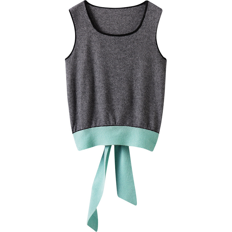 不随波逐流！！春夏黑绿飘带方领羊绒背心女纯羊绒衫毛衣马甲新款,淘宝优惠券,粉丝福利购,淘宝优惠卷