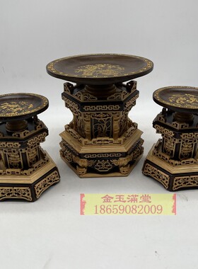供盘黑檀入供奉果盘茄苳入木雕
