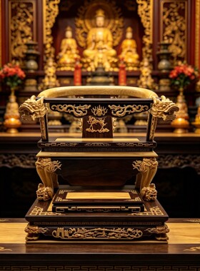 软身托椅龙椅实木神像木雕坐椅佛像宝座神椅叠椅黑檀入桧木脱椅子