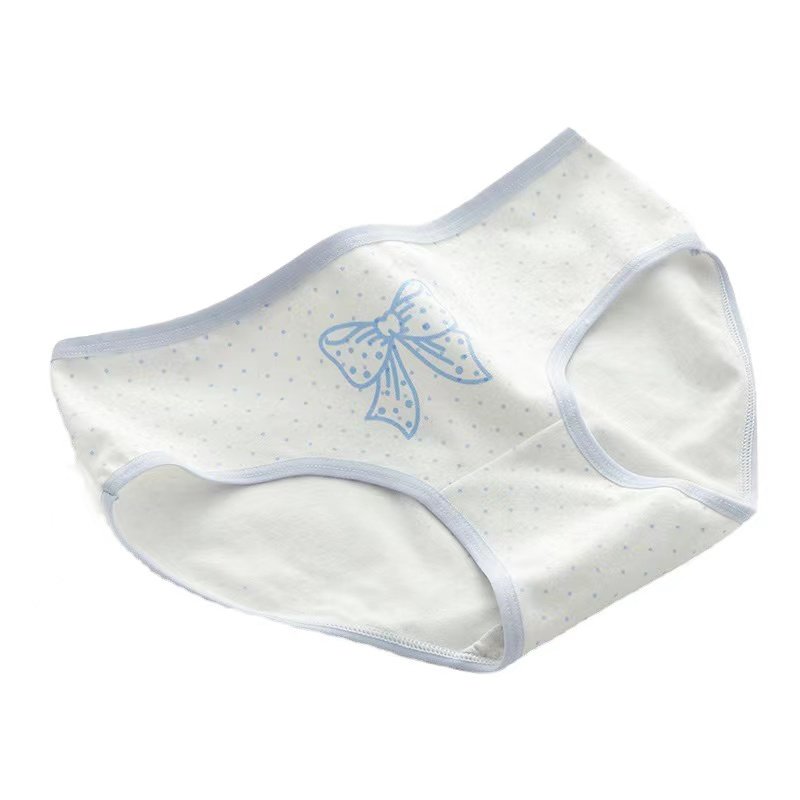 5条云水蓝蝴蝶结内裤女士柔软透气纯棉裆女士三角裤中腰学生短裤,淘宝优惠券,粉丝福利购,淘宝优惠卷