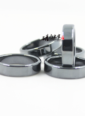 欧美磁性黑胆石6mm平面情侣戒指