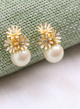 珐琅釉花朵耳钉手工饰品项链