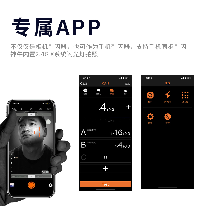 神牛X2-T引闪器无线机顶触发器内置2.4G高速TTL发射器蓝牙APP操作-图1