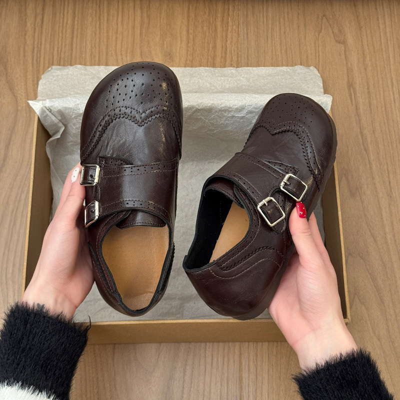 乐福鞋女款2026新款春季百搭英伦风小皮鞋平底雕花布洛克黑色单鞋,淘宝优惠券,粉丝福利购,淘宝优惠卷