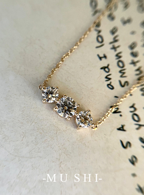 s925银镀18k金三生石项链锁骨链