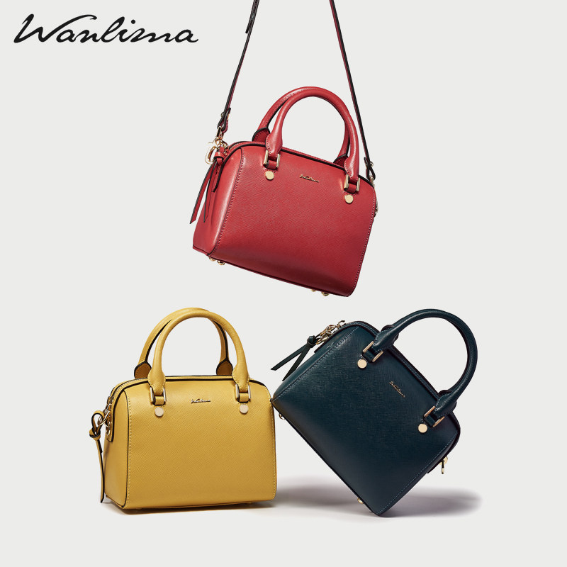 万里马2020新款红色单肩女新娘包包 万里马女士包袋