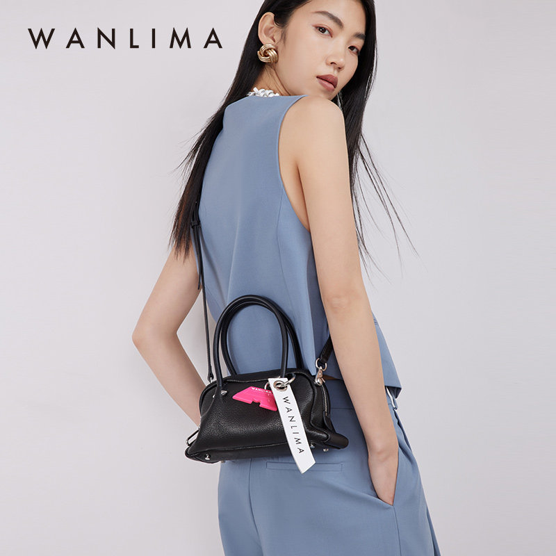 万里马2023春夏新款羊皮手提贝壳包 万里马女士包袋