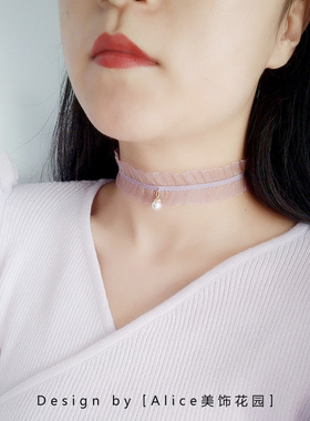 alice超仙灰粉色项圈少女甜美