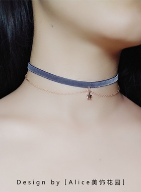小众气质项链女双层短款choker