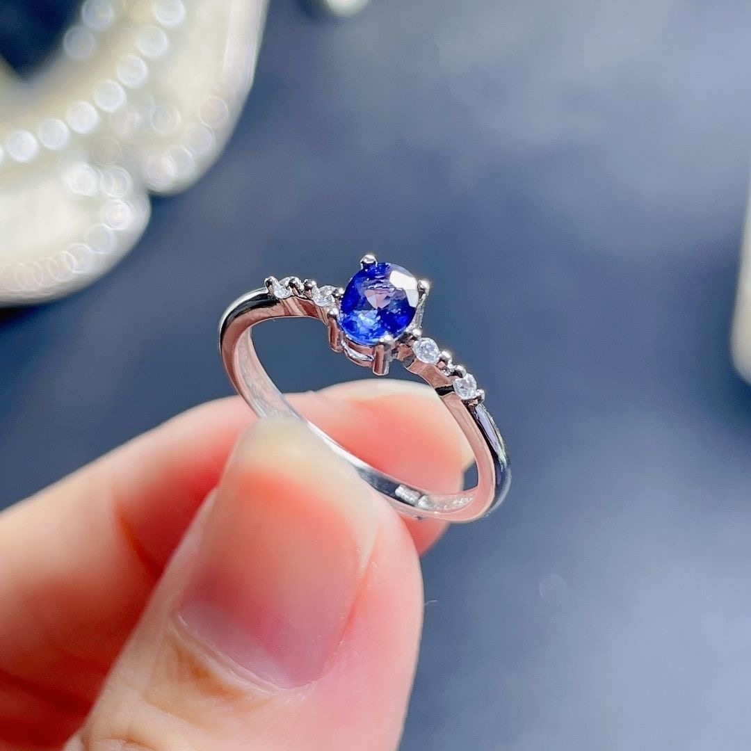 皇家蓝天然蓝宝石戒指女士活口戒子指环银镶大小可调节精致小而美,淘宝优惠券,粉丝福利购,淘宝优惠卷