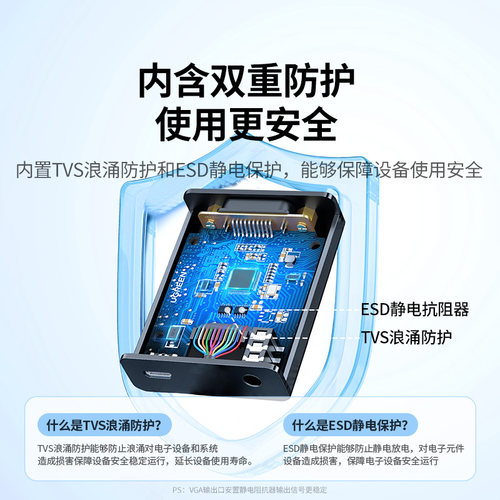 绿联hdmi转vga转换器笔记本电脑vga接口带音频高清投影仪转接线头 - 图1