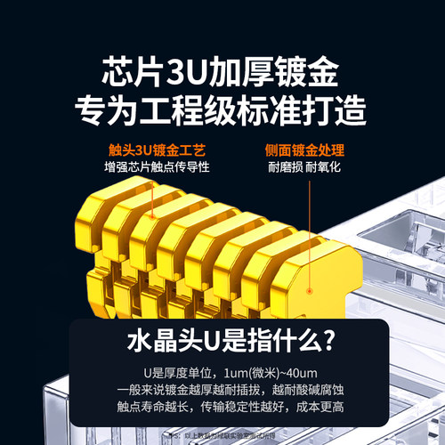 绿联水晶头网线超六类6超五5类千兆以太网屏蔽rj45插头网络对接头 - 图0