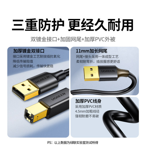 绿联打印机数据线电脑加长连接延长USB转方口适用佳能惠普爱普生 - 图3
