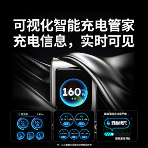 绿联速显充160W氮化镓充电器头PD3.1快充头适用苹果iPhone17小米华为MacBook笔记本电脑手机平板140W多口插头