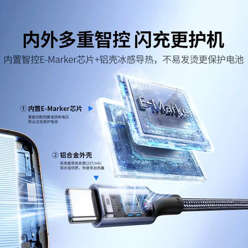 绿联双头typec数据线适用苹果17/16iPhone15promax/Air华为ipad平板小米笔记本手机充电器线pd100w快充ctoc口-图2