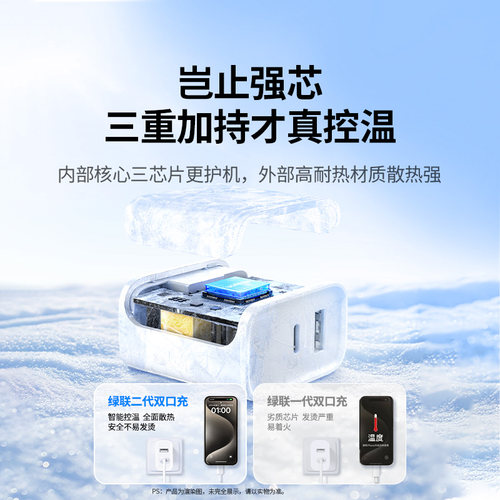 绿联20W双口充电头器适用苹果iphone17pro16ipad华为小米15安卓手机typec快充pd多口充电头双usb插头30W5V2a - 图0