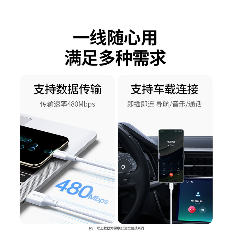 绿联type-c数据线6a适用华为荣耀小米Mate70安卓手机66w编织tapyc转usb双头车载5a速闪充电器tpyec超级快充线 - 图3