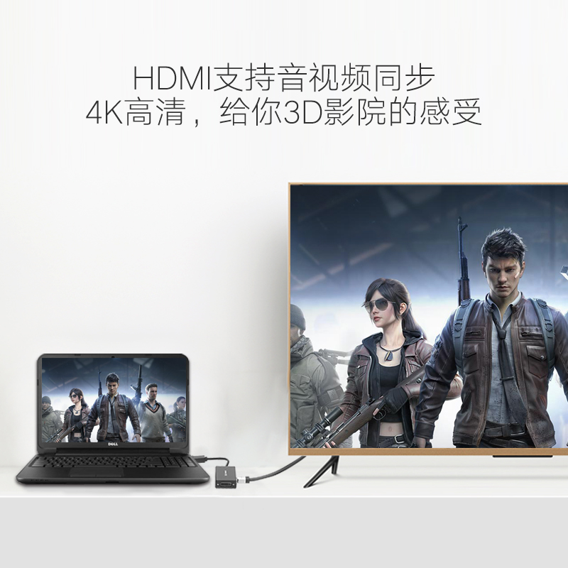 绿联DP转HDMI/DVI/VGA转换器三合一电脑接显示器投电视视频转接头 - 图2