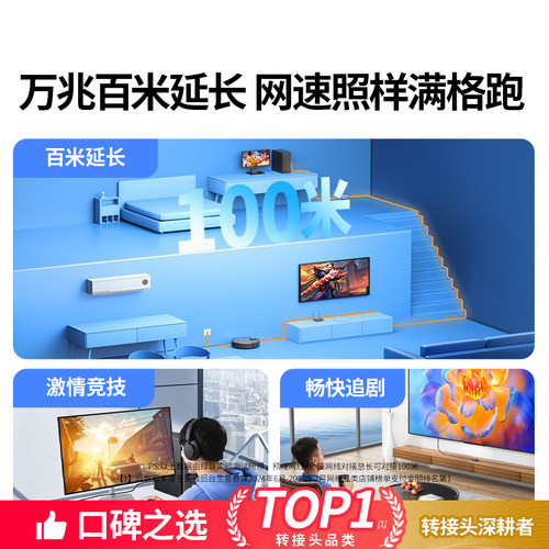 绿联网线对接头延长万兆千转接网口rj45水晶直通头连接网络转换器 - 图2