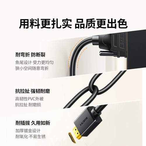 绿联hdmi转dvi线高清显示器屏连接笔记本转换电脑电视数据线接头-图3