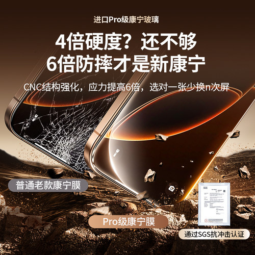 【美国康宁授权】绿联康宁AR抗反射钢化膜适用苹果iPhone17ProMax手机膜16贴膜15保护14屏幕13防窥无黑边17e - 图1