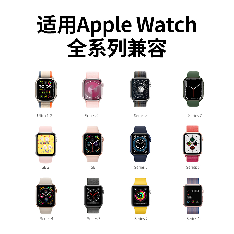 绿联适用iwatch苹果applewatch手表充电器mfi认证S9series7s6SE充电线便携无线磁吸头支架S8代ultra2快充底座