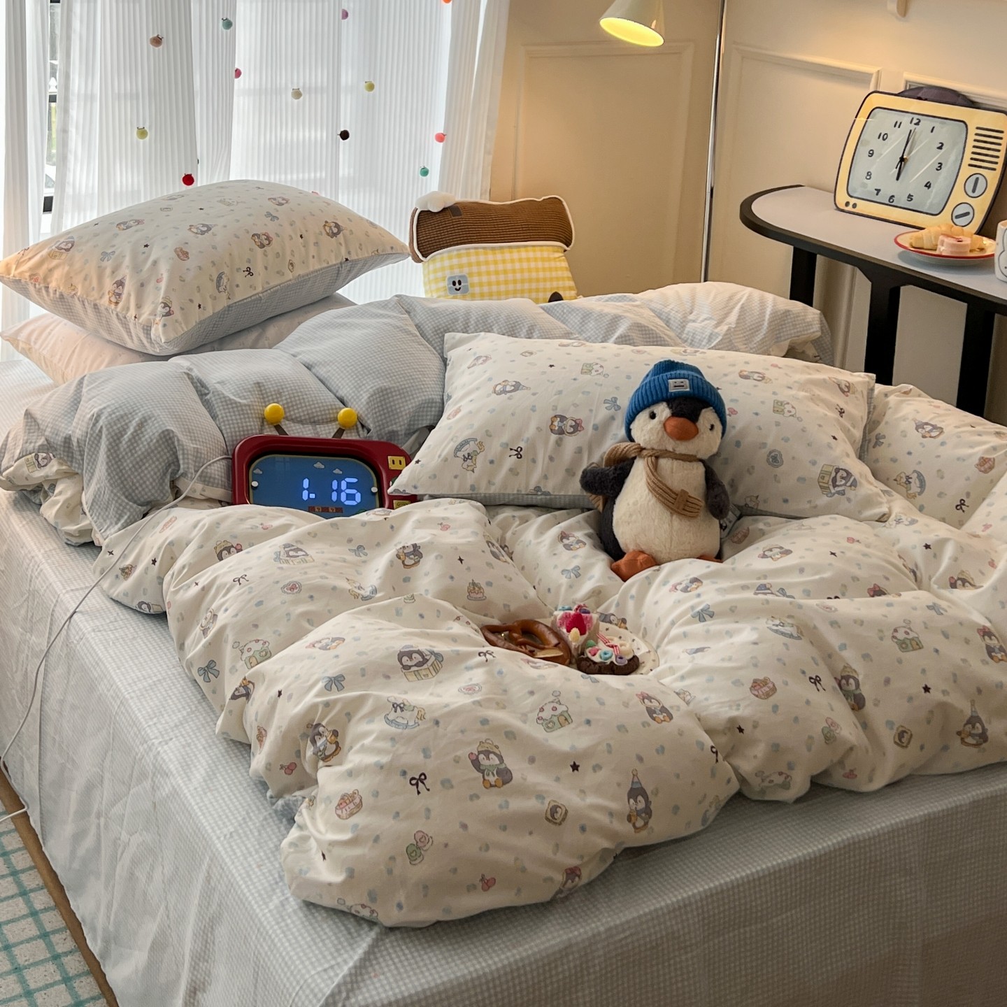 梨梦 ins可爱少女心卡通学生宿舍纯棉四件套全棉床单被套床上用品,淘宝优惠券,粉丝福利购,淘宝优惠卷