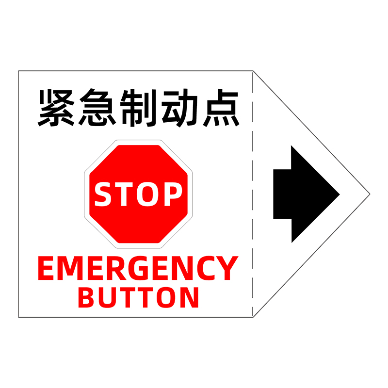 OSHA安全警示标签 机械设备操作标志 中英文 贴纸 紧急制动点标识 - 图3