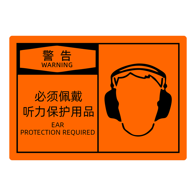 OSHA安全警示标签警告标示设备提示贴纸必须佩戴听力保护用品标识 - 图3
