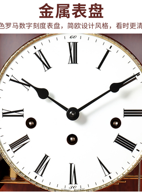 汉时欧式复古实木机械座钟