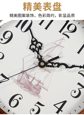 汉时创意实木船舵装饰摆钟