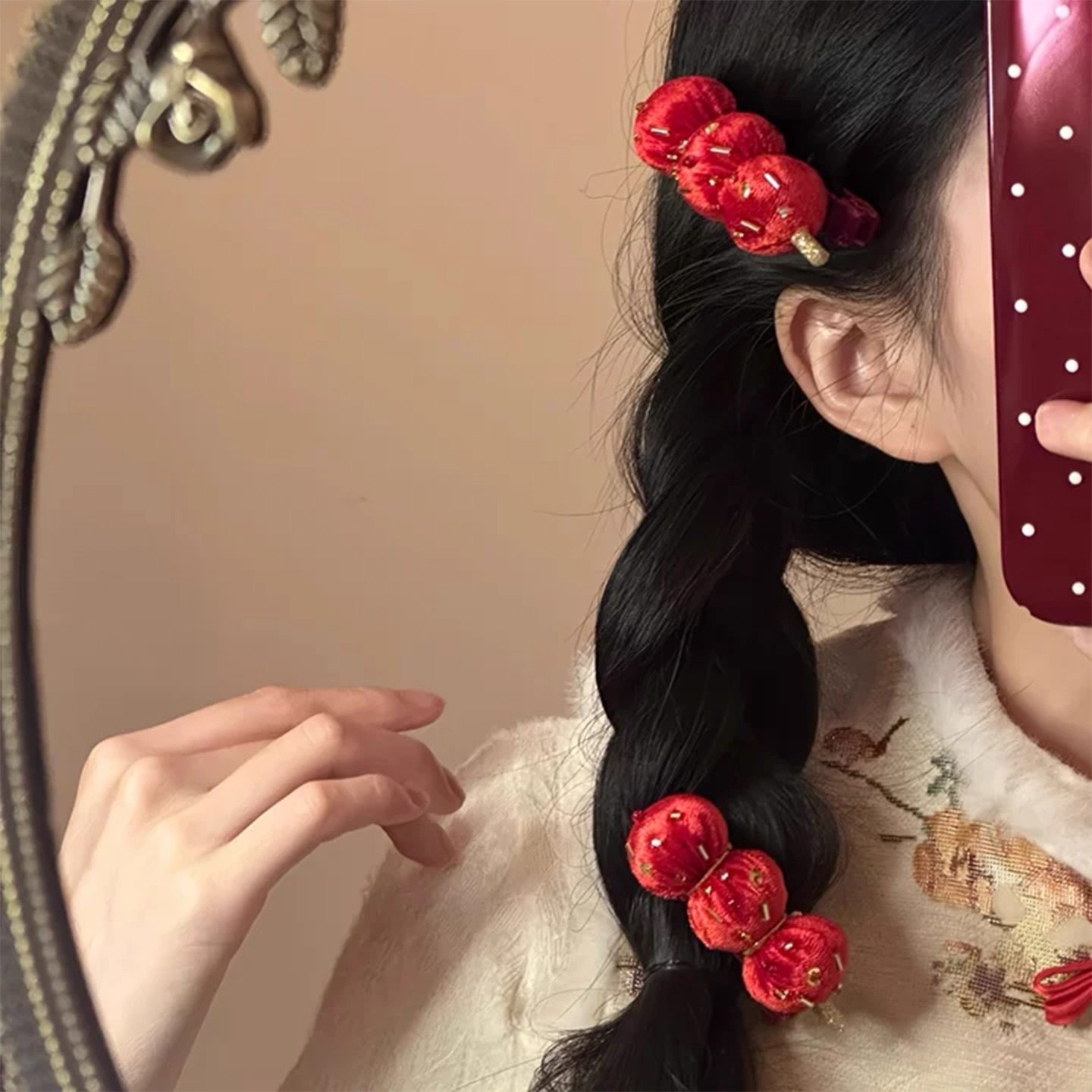 年味浓浓 红色好运糖葫芦新年发夹可爱氛围感喜庆发卡头饰2025新,淘宝优惠券,粉丝福利购,淘宝优惠卷