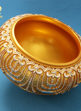 树脂八吉祥钵盂碗藏传供奉摆件