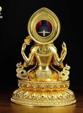 家用佛堂四臂观音佛像铜像