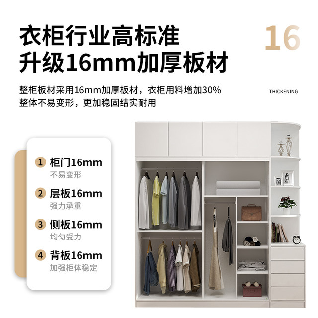 Solid wood ecological board thickened back panel sliding door wardrobe