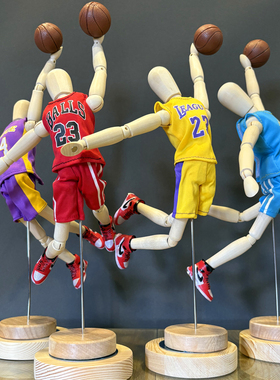 木人关节灵活可动篮球主题摆件